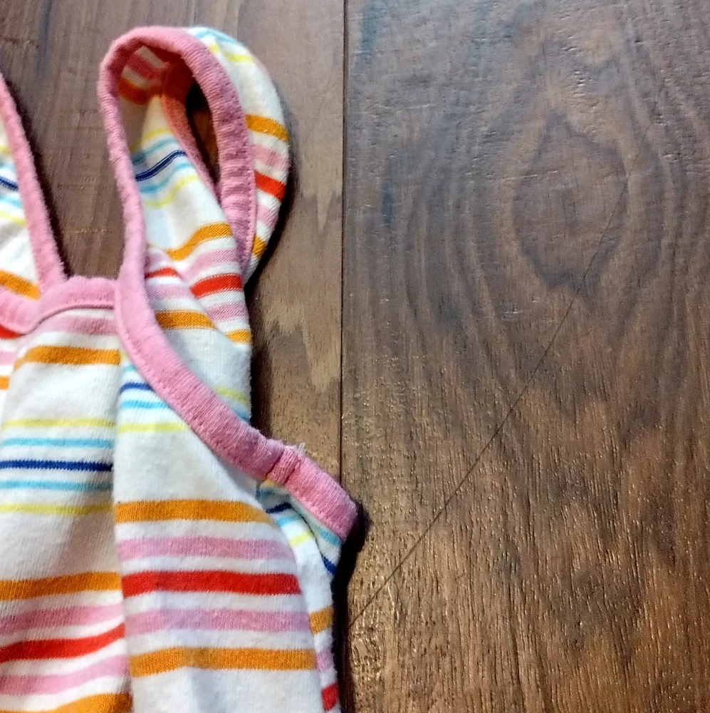 Cat & Jack Girls Rainbow Striped Cross Back Knit Sleeveless Romper Shorts Size 8 - Picture 5 of 15